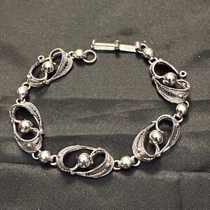 Vintage Sterling Silver Art Nouveau Link Bracelet 1940’s
